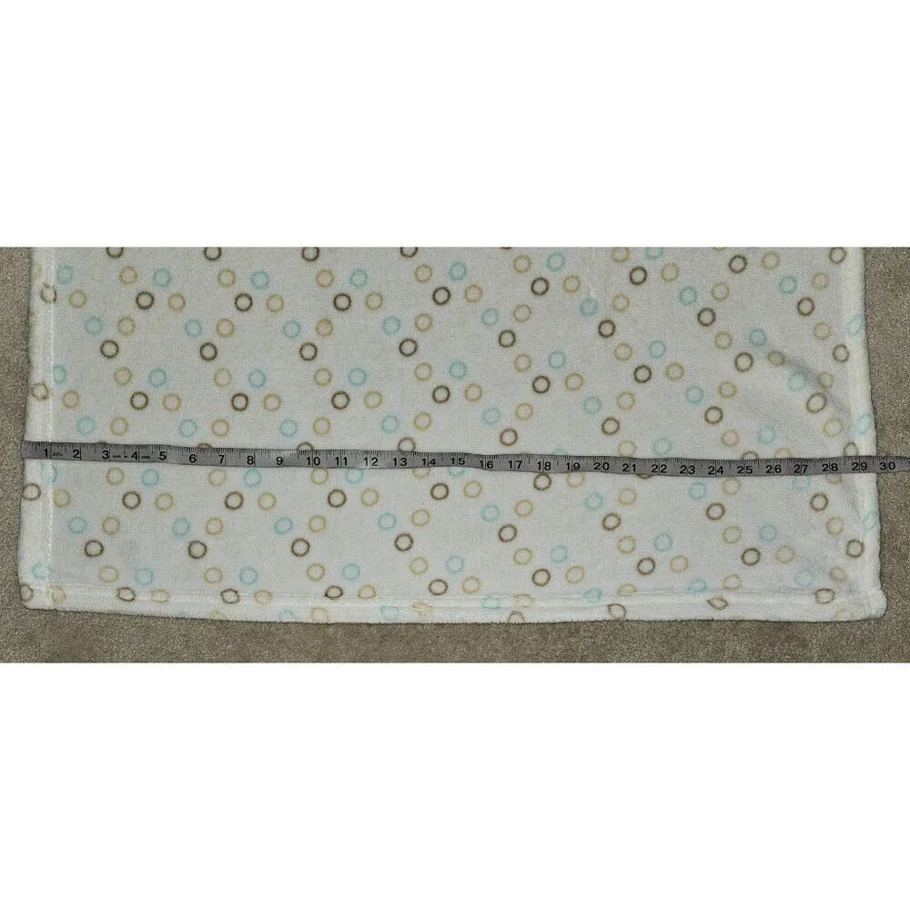 Cream Fleece Baby Blanket Brown Blue Tan Circles Dot 30